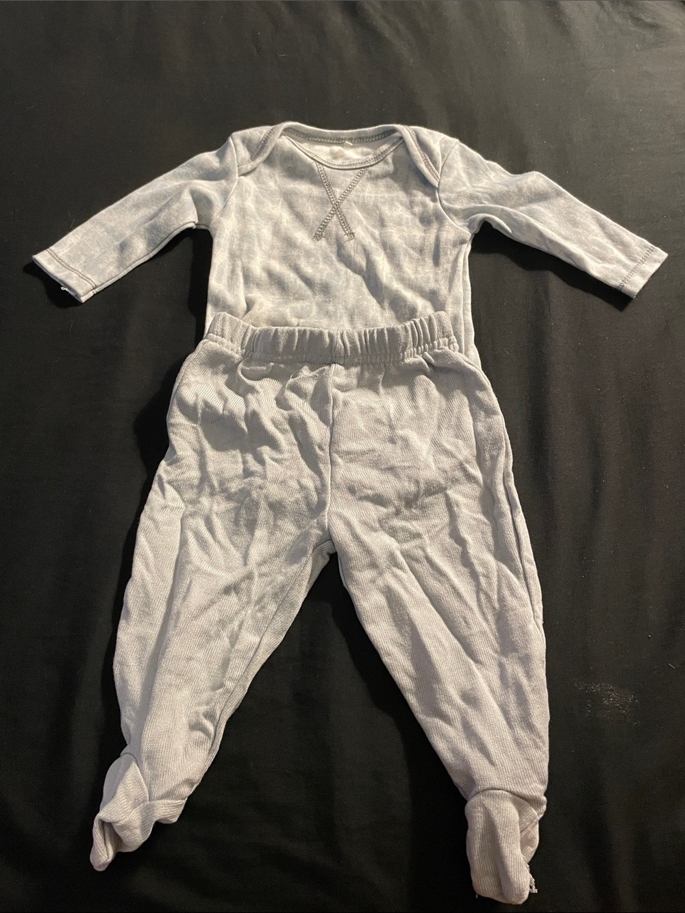Neutral Light Gray Footed One-Piece Bodysuit for Baby